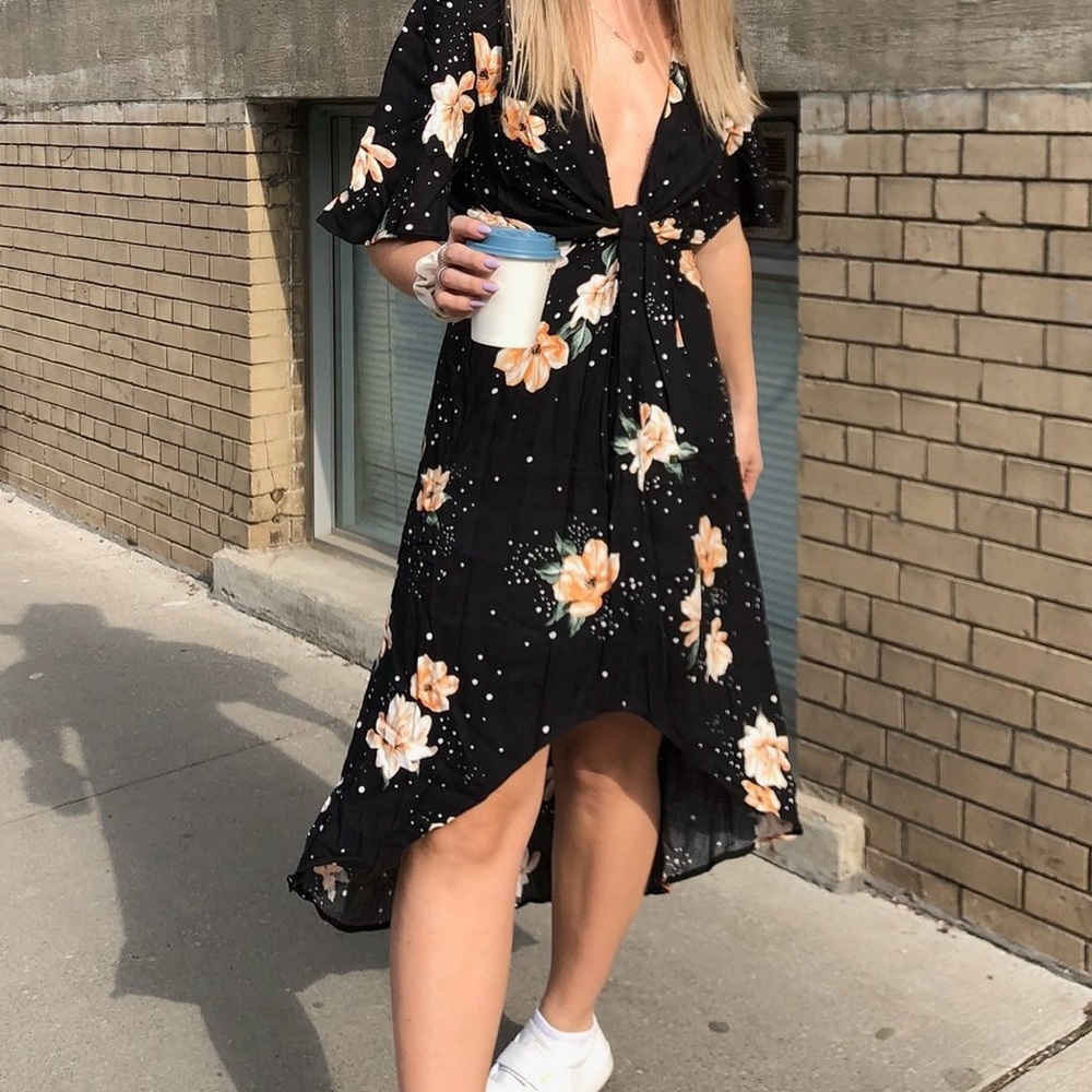 MINKPINK tangerine dream midi dress black floral Small